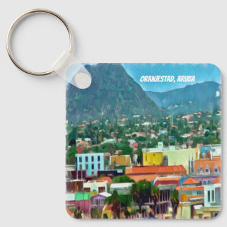 Watercolor Oranjestad, Aruba Key Ring
