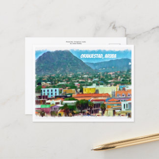 Watercolor Oranjestad, Aruba Postcard