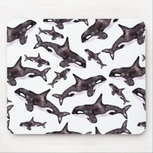 Watercolor Orca Mouse Pad