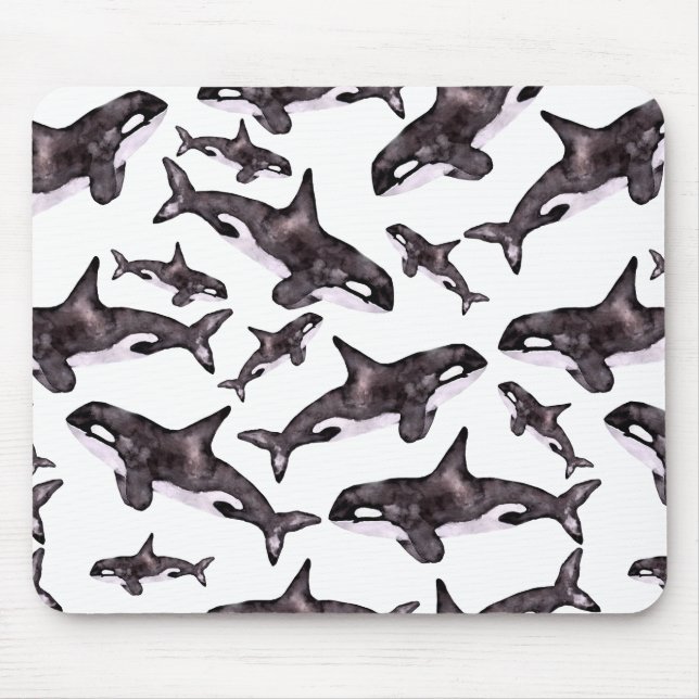 Watercolor Orca Mouse Pad (Front)