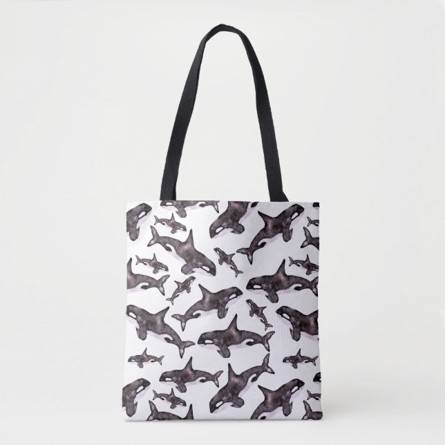 Watercolor Orca Tote Bag (Front)