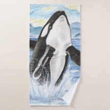 Watercolor Orca Whale Breaching
