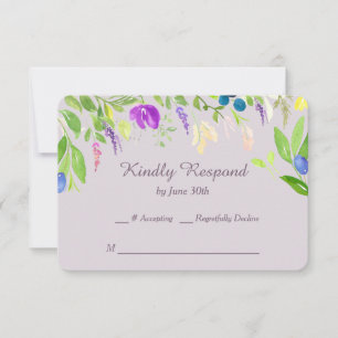 Watercolor Orchid Floral Border Wedding RSVP Card
