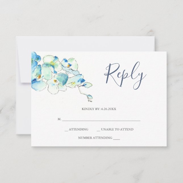 Watercolor Orchid Flower RSVP Card (Front)
