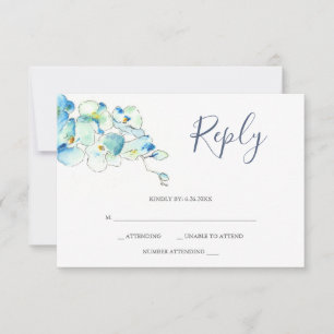 Watercolor Orchid Flower RSVP Card