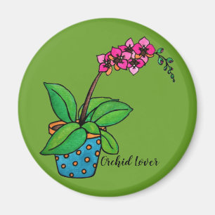 Watercolor Orchid Plant In Beautiful Pot Magnet