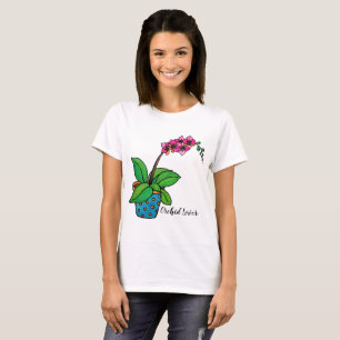 Watercolor Orchid Plant In Beautiful Pot T-Shirt