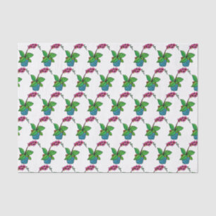 Watercolor Orchid Plant In Beautiful Pot Tissue Paper