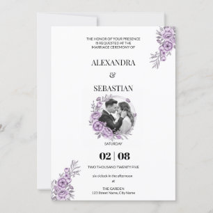 Watercolor Orchid Wedding Invitation