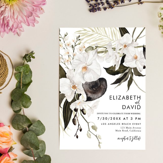Watercolor Orchid Wreath Elegant Wedding  Invitation (Creator Uploaded)