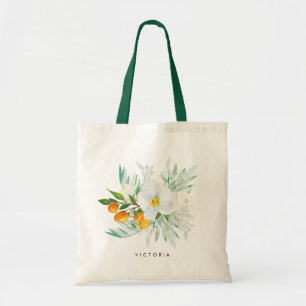 Watercolor Orchids and Kumquats Bridesmaid Tote Bag