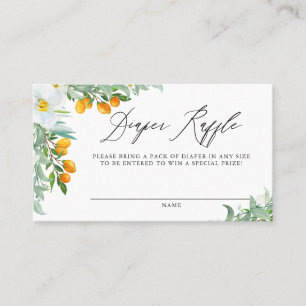 Watercolor Orchids and Kumquats Diaper Raffle Card