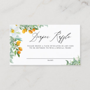 Watercolor Orchids and Kumquats Diaper Raffle Card
