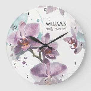 Watercolor Orchids Clocks Personalised