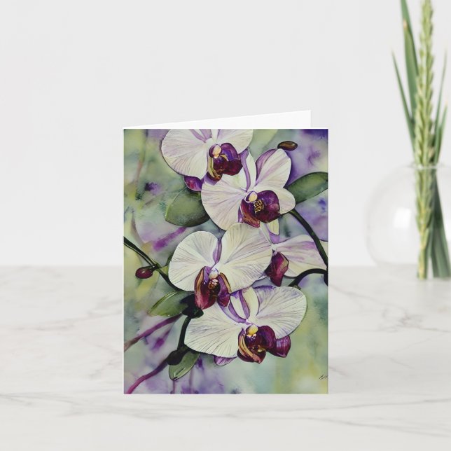 Watercolor orchids customisable card (Front)