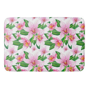 Watercolor Orchids Design 12 Bath Mat