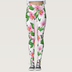Watercolor Orchids Design 12 Leggings