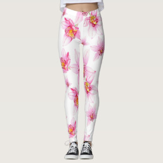 Watercolor Orchids Design 15 Leggings