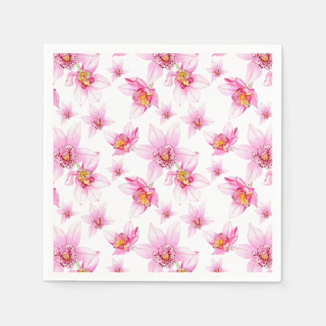 Watercolor Orchids Design 15   Napkin (Front)