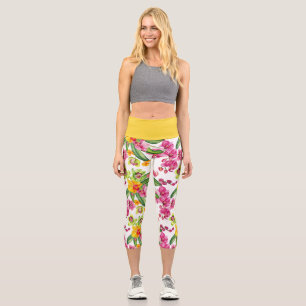 Watercolor Orchids Design 18 Capri Leggings