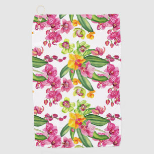 Watercolor Orchids Design 18 Golf Towel