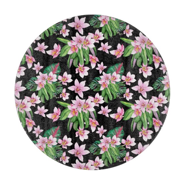 Watercolor Orchids Design 27 Cutting Board (Front)
