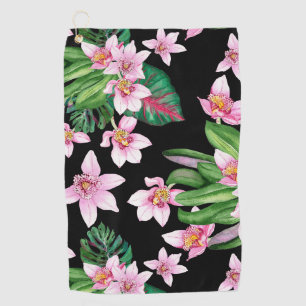 Watercolor Orchids Design 27 Golf Towel