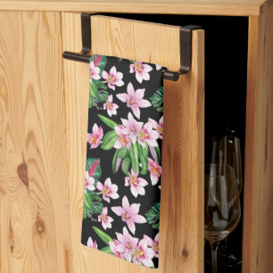 Watercolor Orchids Design 27 Tea Towel