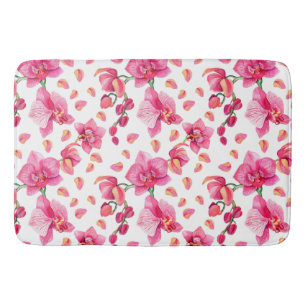 Watercolor Orchids Design 2 Bath Mat