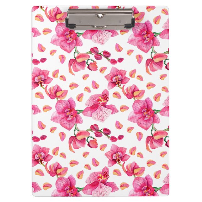 Watercolor Orchids Design 2 Clipboard (Front)
