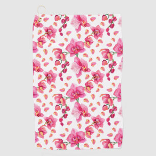 Watercolor Orchids Design 2 Golf Towel