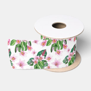 Watercolor Orchids Design 30 Satin Ribbon