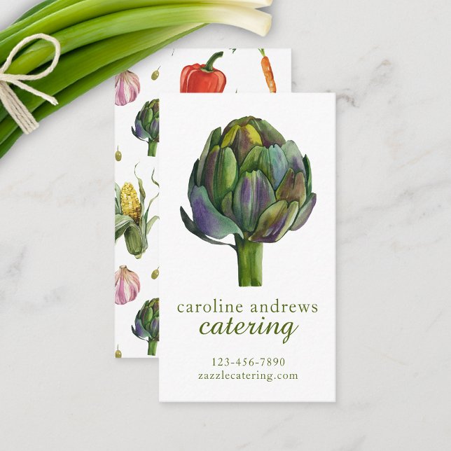 Watercolor Organic Artichoke Business Card (Watercolor organic artichoke business card)