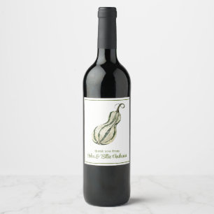 Watercolor Organic Produce Squash Wine Label