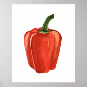 Watercolor Organic Red Bell Pepper Poster