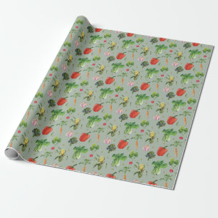 Watercolor Organic Vegetables Wrapping Paper