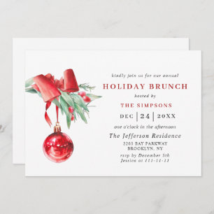 Watercolor Ornament CHRISTMAS HOLIDAY BRUNCH Invitation
