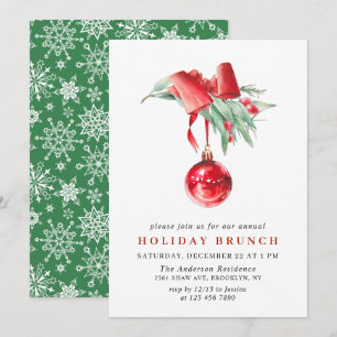 Watercolor Ornament CHRISTMAS HOLIDAY BRUNCH Invitation