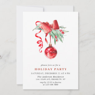 Watercolor Ornament Christmas Holiday Party Invitation