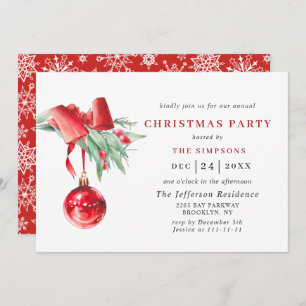 Watercolor Ornament Christmas Holiday Party Invitation