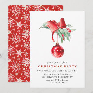 Watercolor Ornament Christmas Holiday Party Invitation