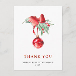 Watercolor Ornament Christmas Holiday Thank You Postcard