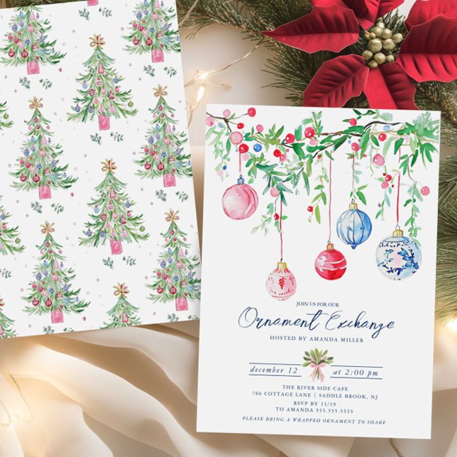 Watercolor Ornament Exchange Invitation (Creator Uploaded)