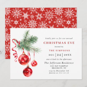 Watercolor Ornament Holiday CHRISTMAS EVE Invitation