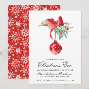 Watercolor Ornament Holiday CHRISTMAS EVE Invitation