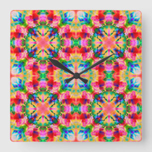 Watercolor ornament square wall clock