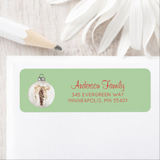 Watercolor Ornament with Pinecone Christmas Card Return Address Label