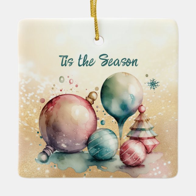 "Watercolor Ornaments"  Ceramic Ornament (Front)