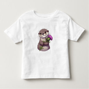 Watercolor Otter and Thistle Toddler T-Shirt
