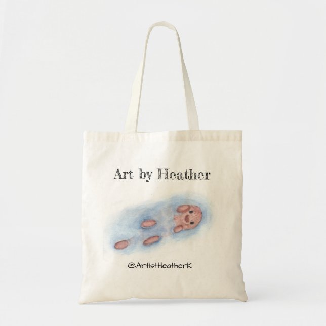 watercolor otter tote bag (Front)